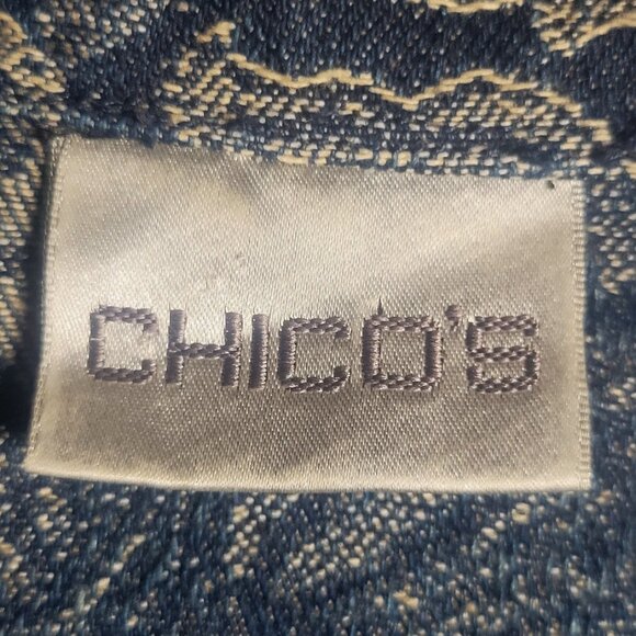 Chico's Travelers Collection Crushed Brocade Blue/Goldish Jacket - Sz 3 (XL/16) - Picture 9 of 12